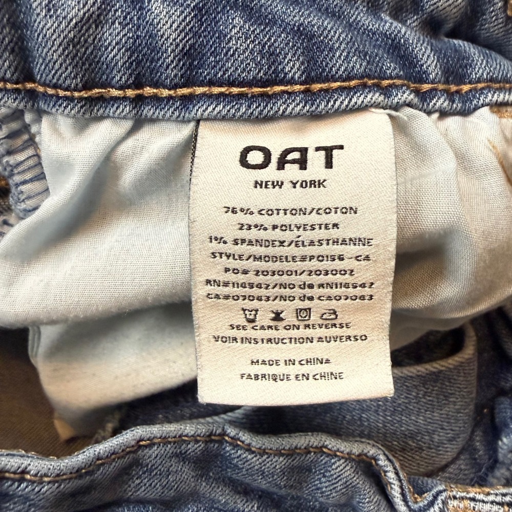 OAT New York Women Blue HIgh Rise Wide Leg Front Seam Jeans Size 12/31 PO156-C4 - Picture 3 of 9